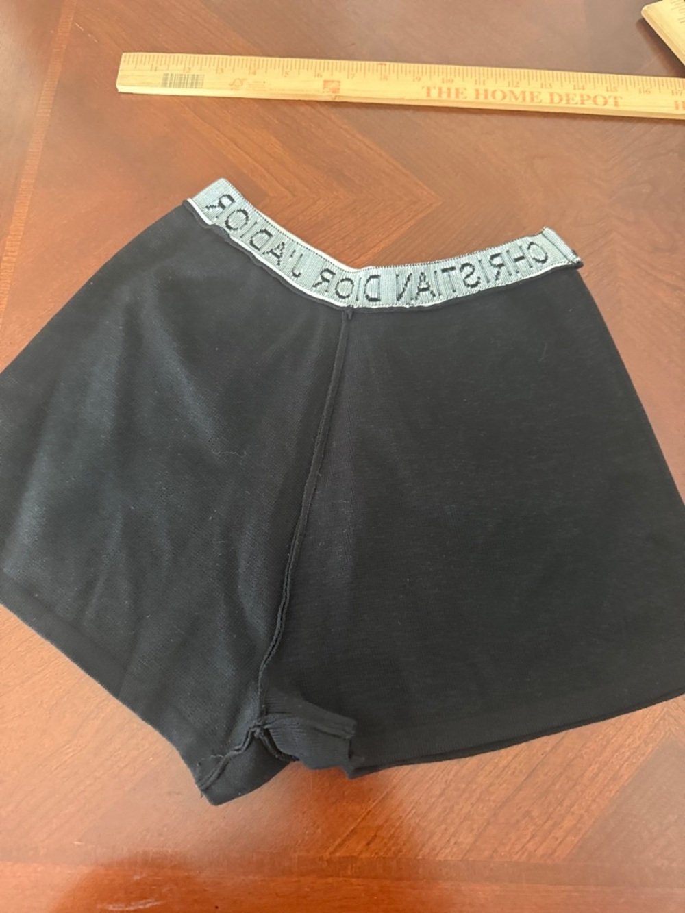 Dior Black Knit Shorts with Logo Waistband stretch briefs high waisted S - Picture 7 of 7